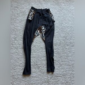 Black Harem Pants with Leopard Print Accents